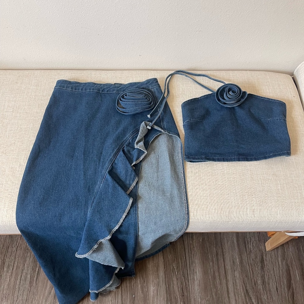 Denim Rosette Co Ord Set